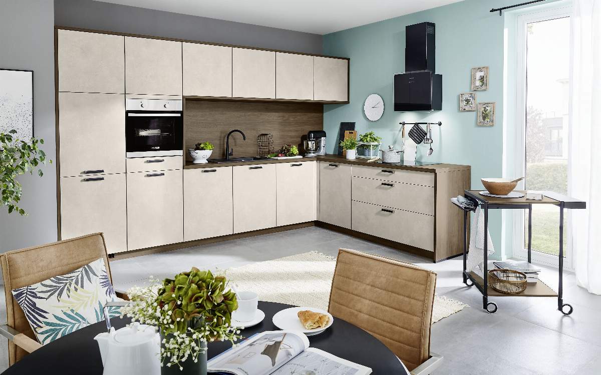 Winkelküche 32.130 3 322, Beton sand, Nachbildung 