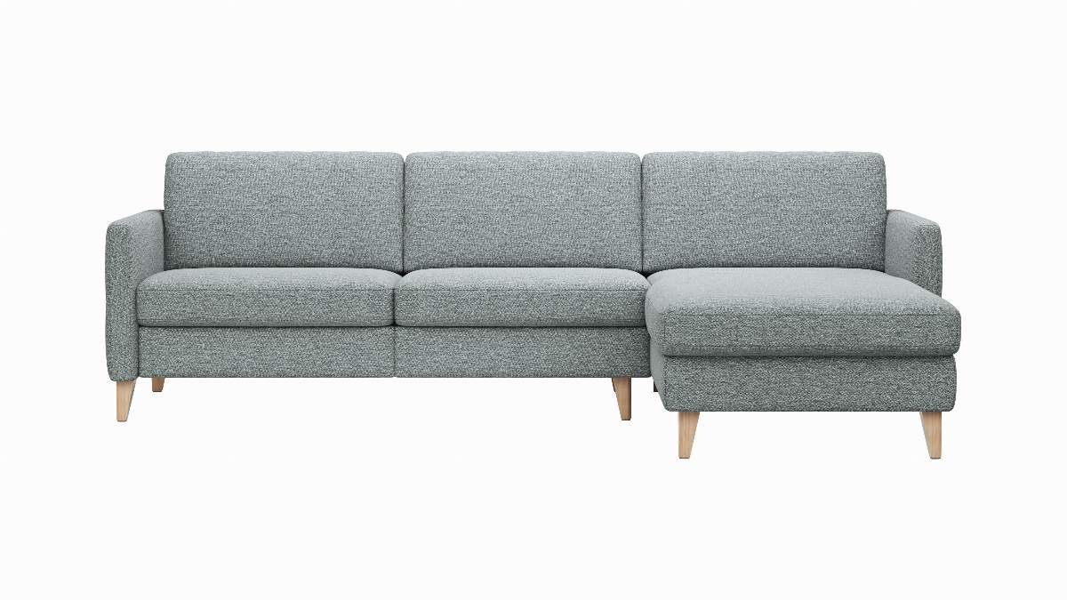 Ecksofa Arima N - 2,5-Sitzer, Longchair rechts, Stoff, Hellgrau