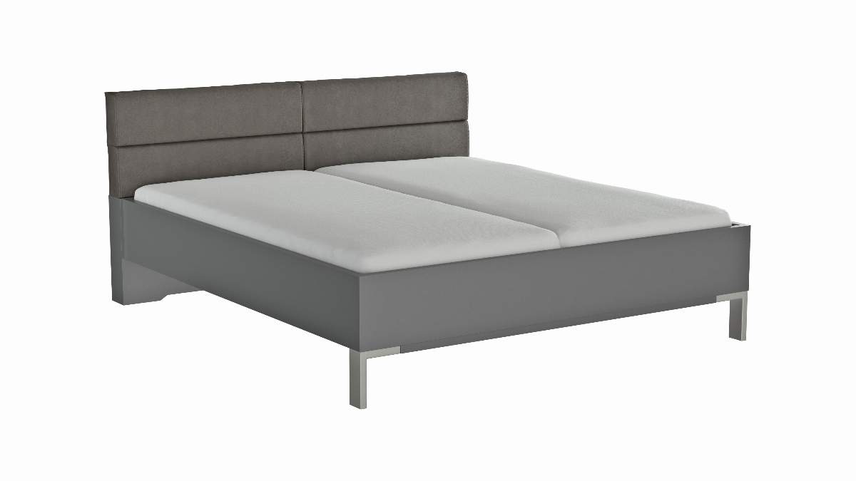 Bett Viana - Liegefläche ca. 180x200 cm, Holzwerkstoff Dunkelgrau, Kunstleder Anthrazit