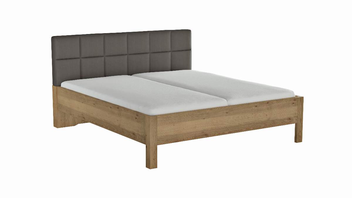 Bett Viana - Liegefläche ca. 180x200 cm, Balkeneiche furniert, Kunstleder Anthrazit