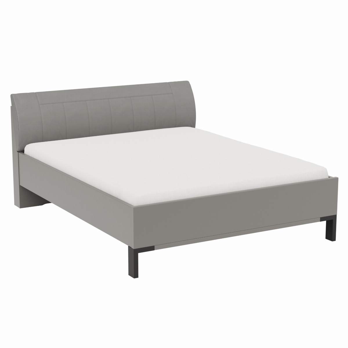 Bett Marbella - Liegefläche ca. 160x200cm, Lack, Kunstleder, Grau