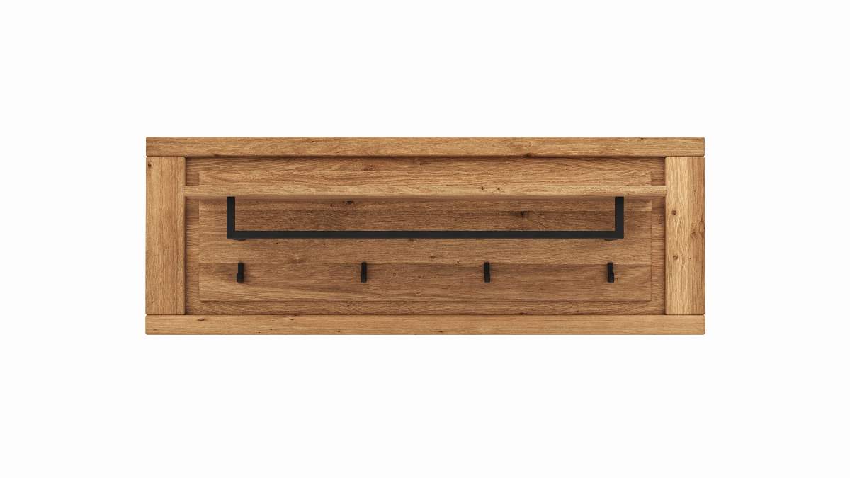 Garderobenpaneel Farmingdale - Eiche massiv, natur geölt