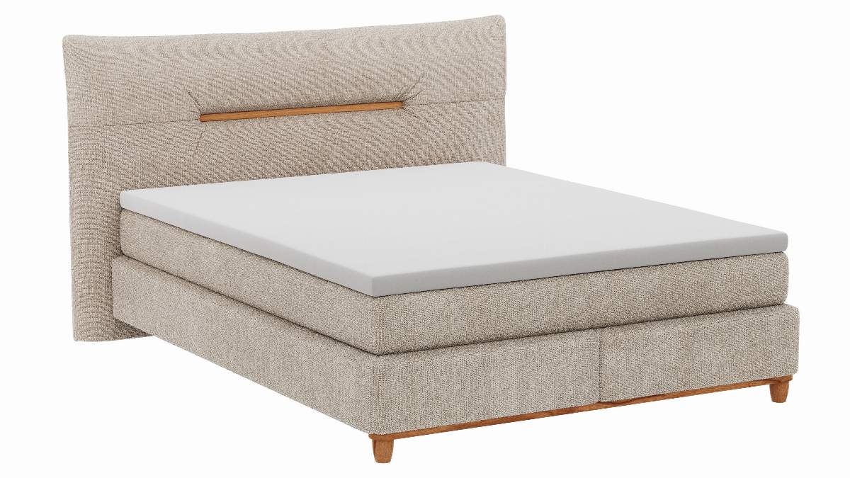 Boxspringbett Alpin - Liegefläche ca. 160x200cm, Stoff, Graubeige