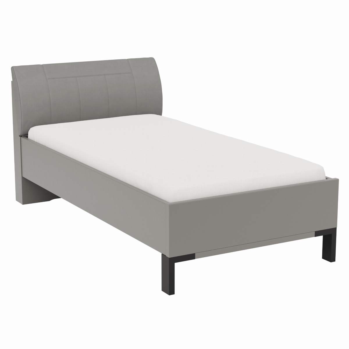 Bett Marbella - Liegefläche ca. 100x200cm, Lack, Kunstleder, Grau