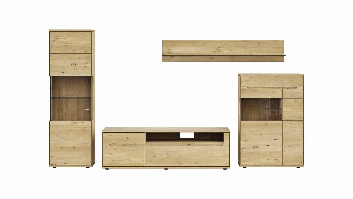 Wohnwand Amora - Wildeiche massiv bianco