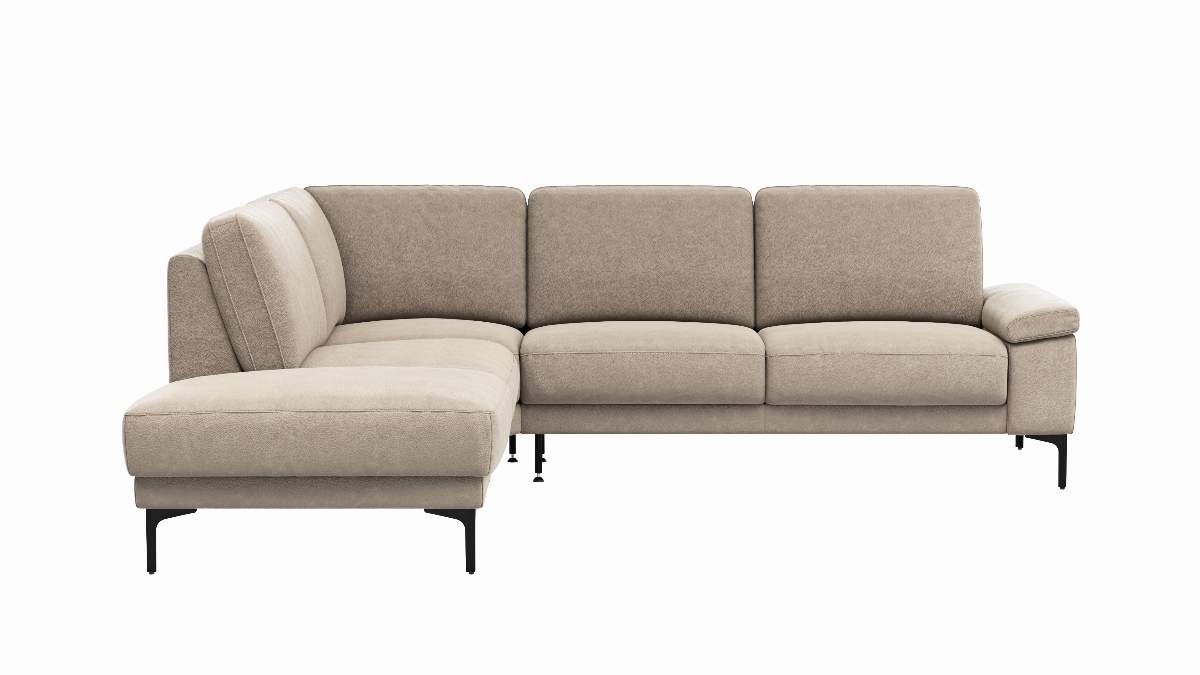 Ecksofa Matero - Ecke mit 2-Sitzer rechts, Leder, Taupe