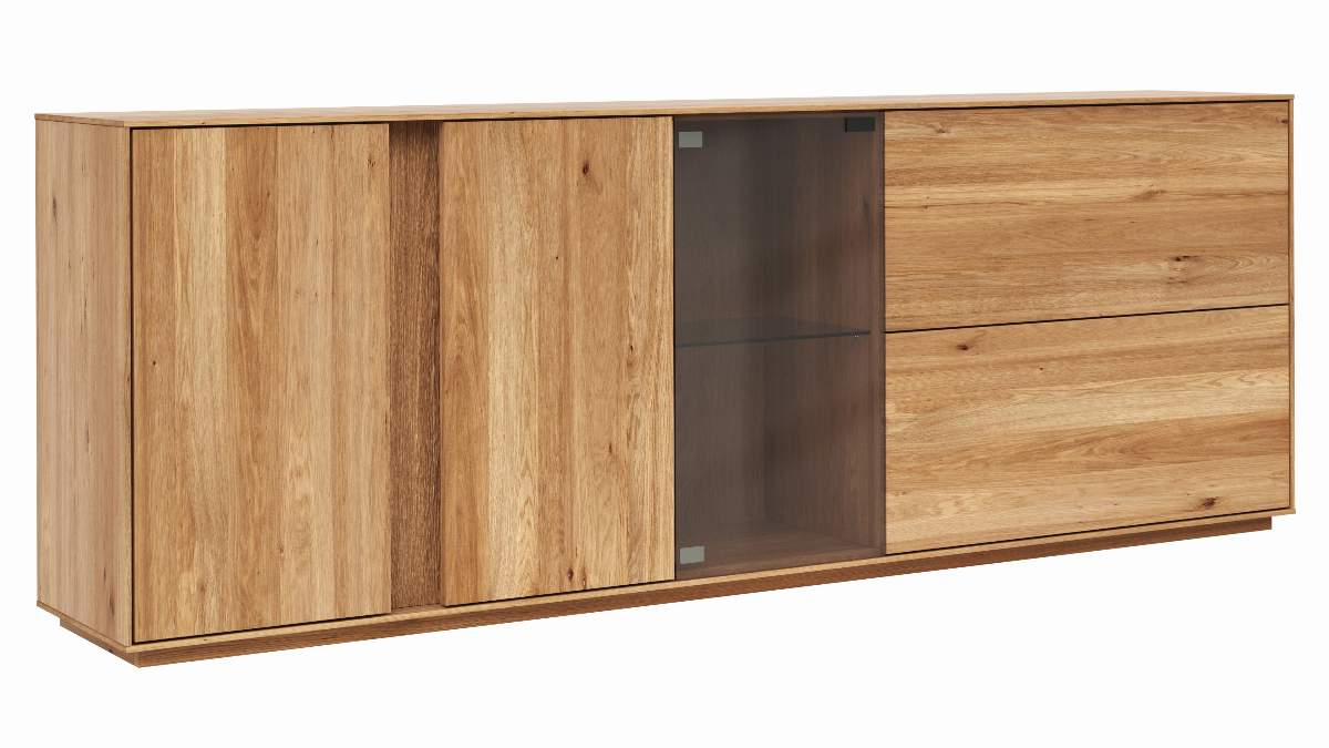Sideboard Saratoga - Wildeiche massiv, natur geölt