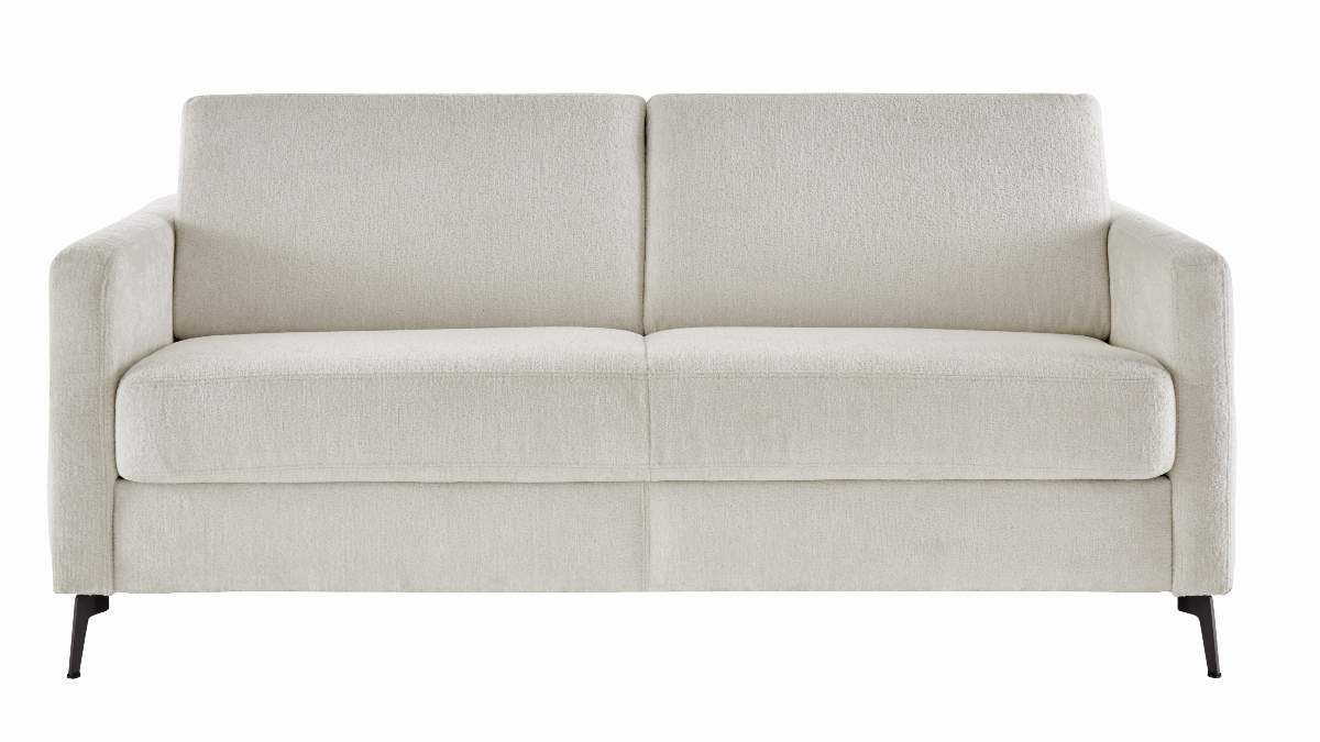 Schlafsofa Laredo - 2,5-Sitzer inkl. Schlaffunktion und Armlehne klappbar, Stoff, Offwhite