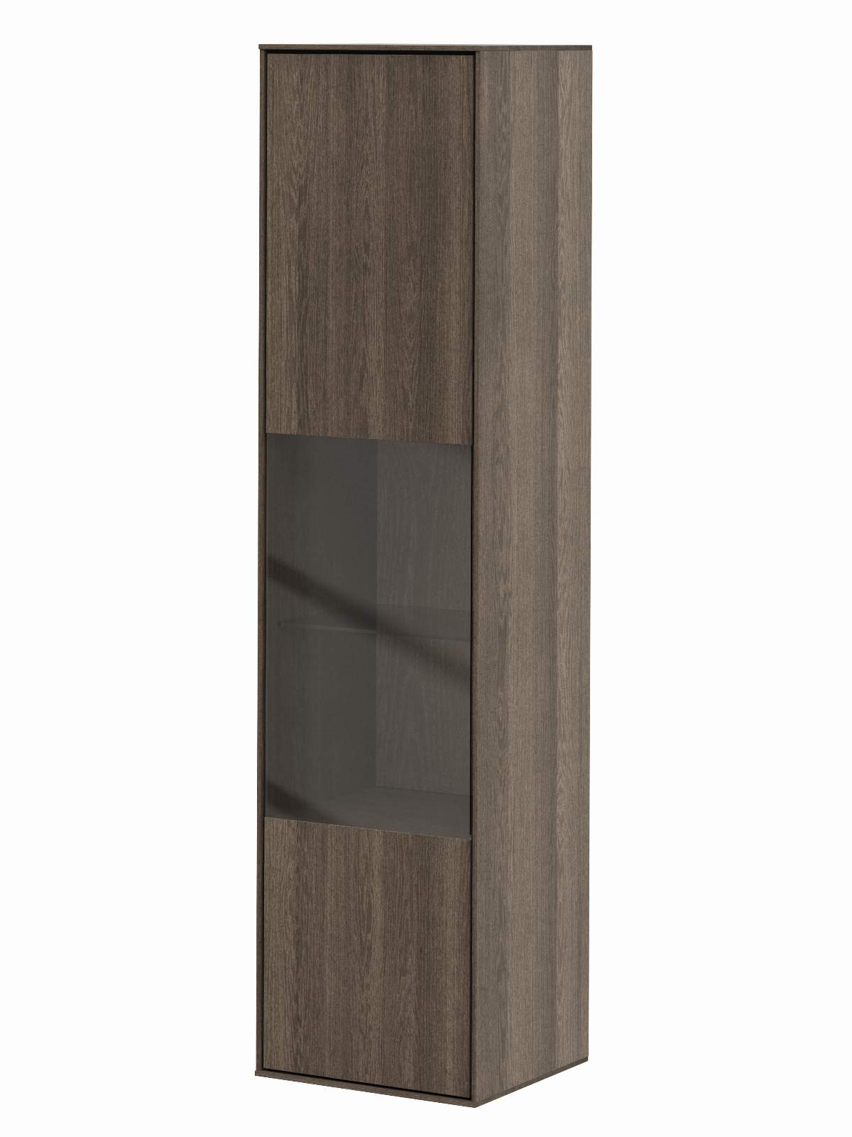 Hängevitrine Saratoga - Anschlag Links, Buche massiv, silbergrau geölt