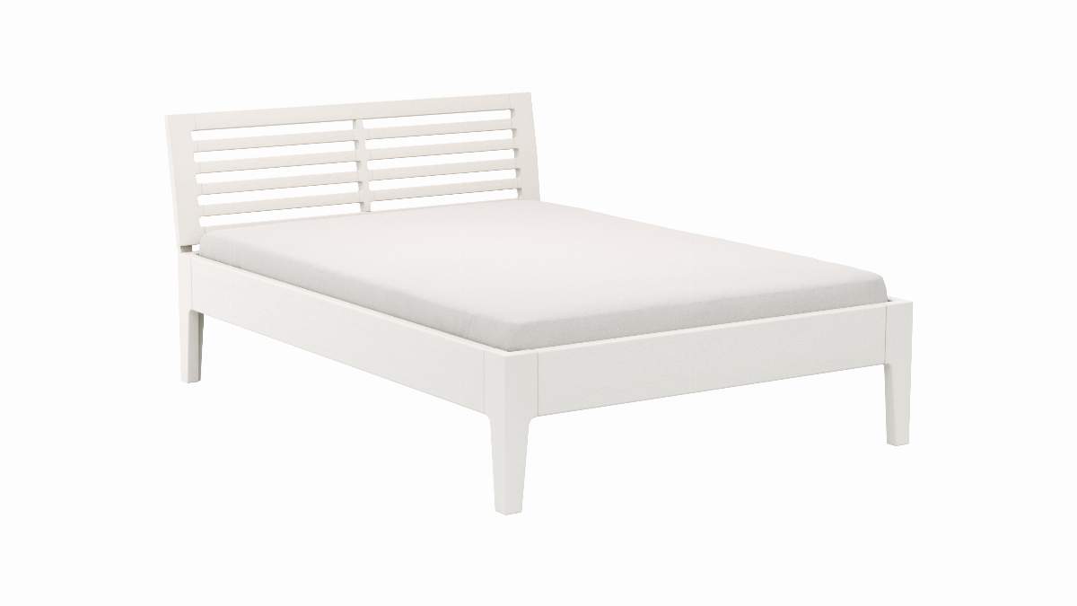 Bettgestell 1660 - Liegefläche ca. 140x200 cm, Kiefer massiv, Weiß