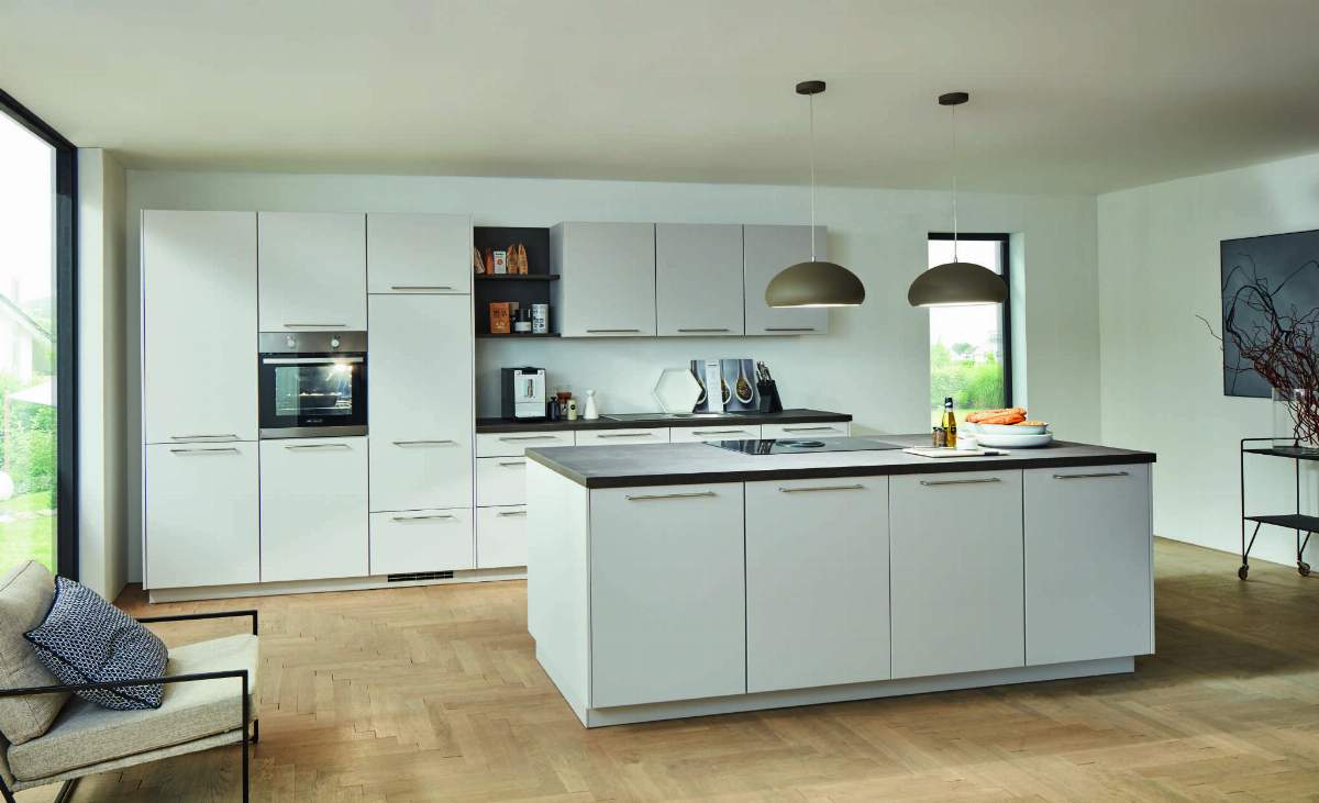 Inselküche 34.160 13 321, Seidengrau matt