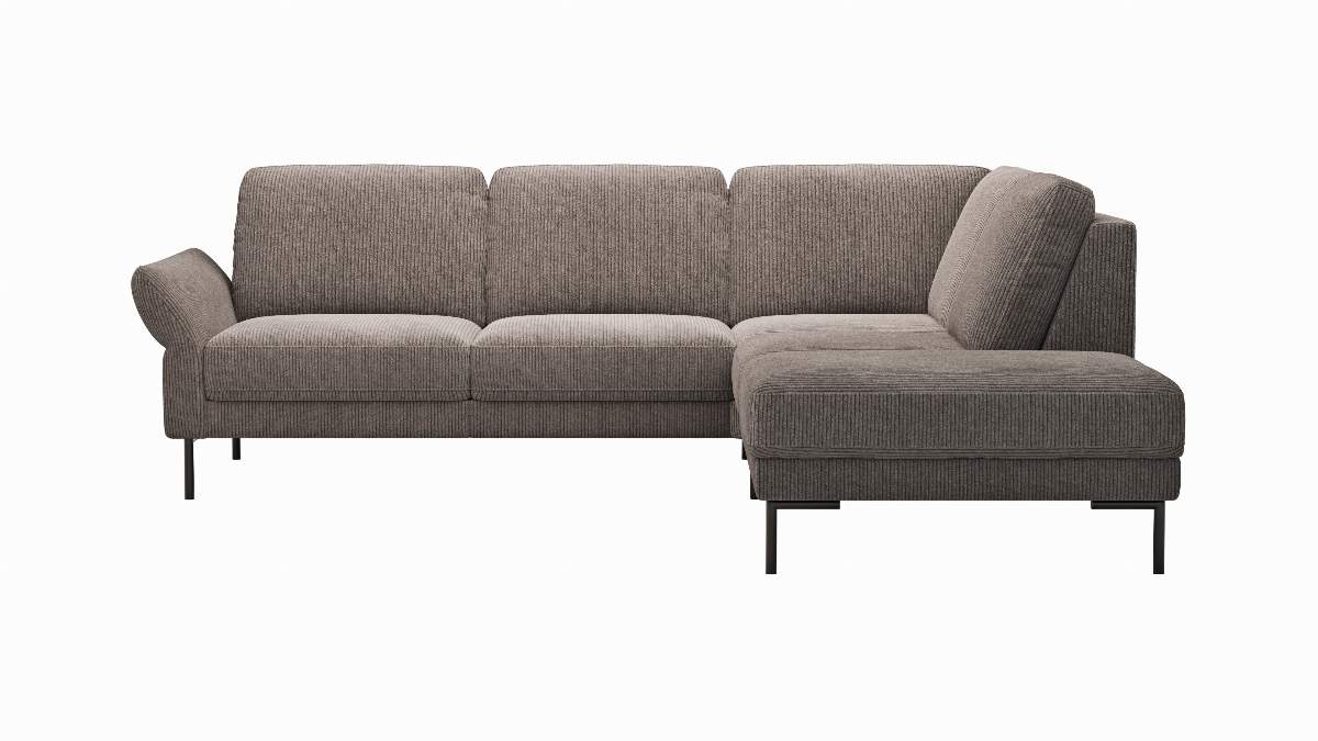Ecksofa Rockport A - 2,5-Sitzer mit Ecke rechts inkl. Armlehne klappbar, Stoff, Braun