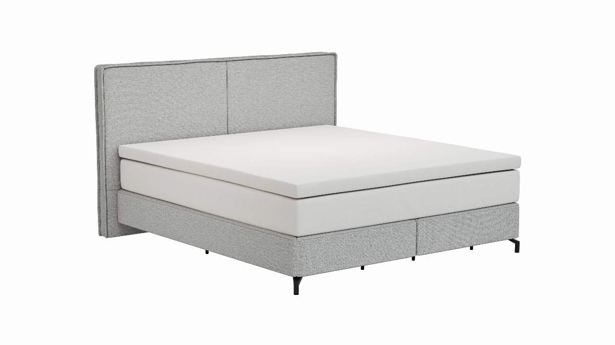Boxspringbett Alpin - Liegefläche ca. 180x200 cm, Stoff, Grau