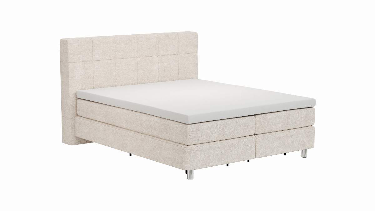 Boxspringbett Alpin - Liegefläche 160x200cm, Stoff, Graubeige