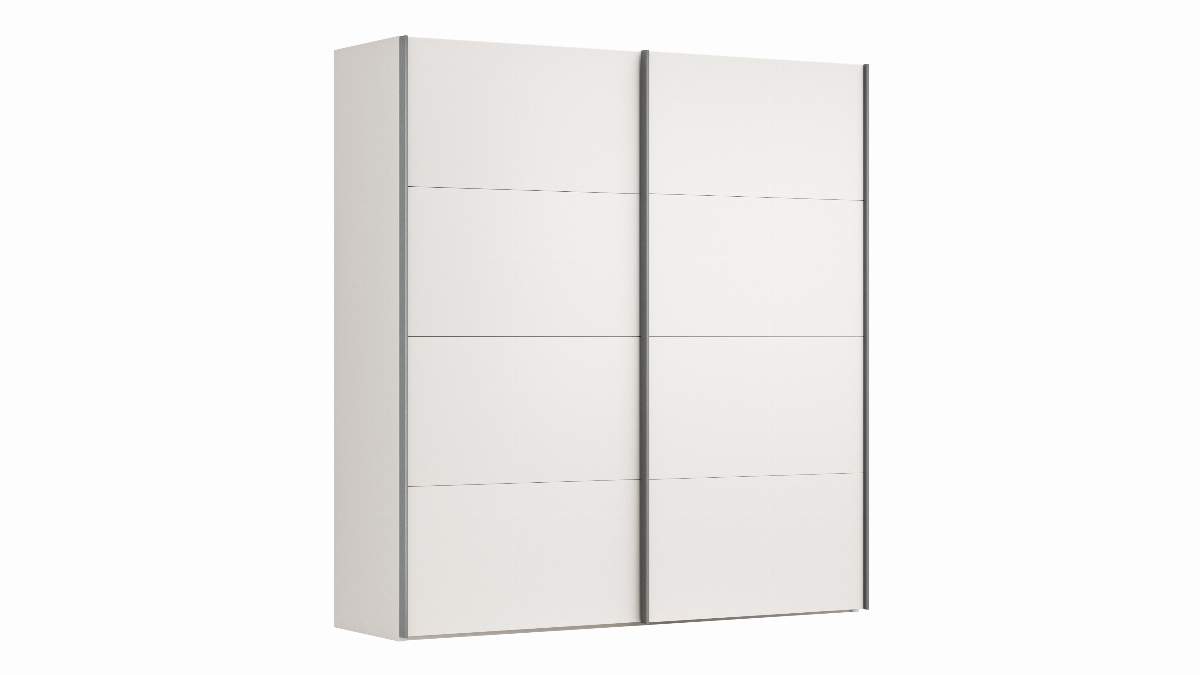 Schwebetürenschrank Viana - B ca. 212 cm, Lack, Weiß