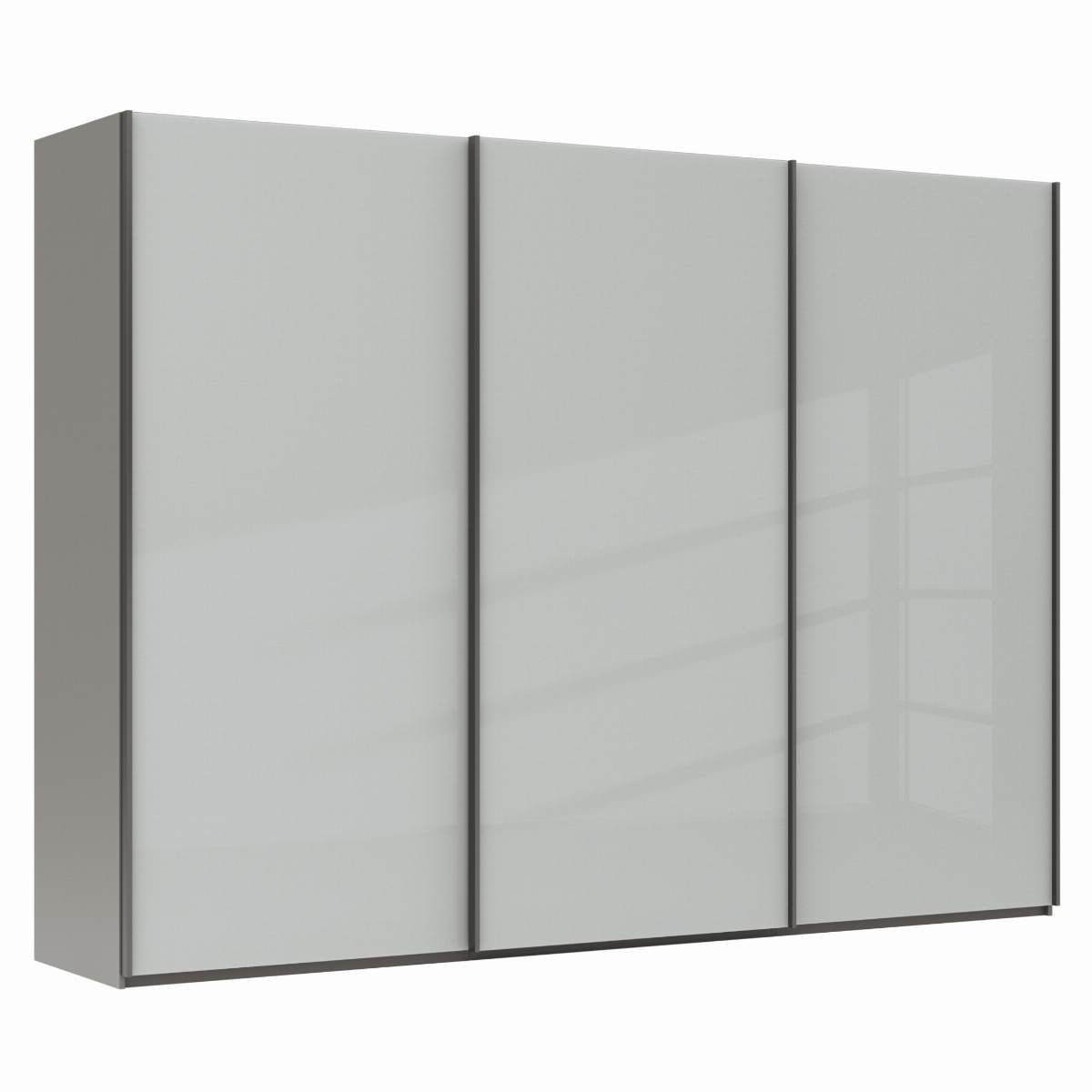 Schwebetürenschrank Marbella - B ca. 300 cm, Glas, Weiß