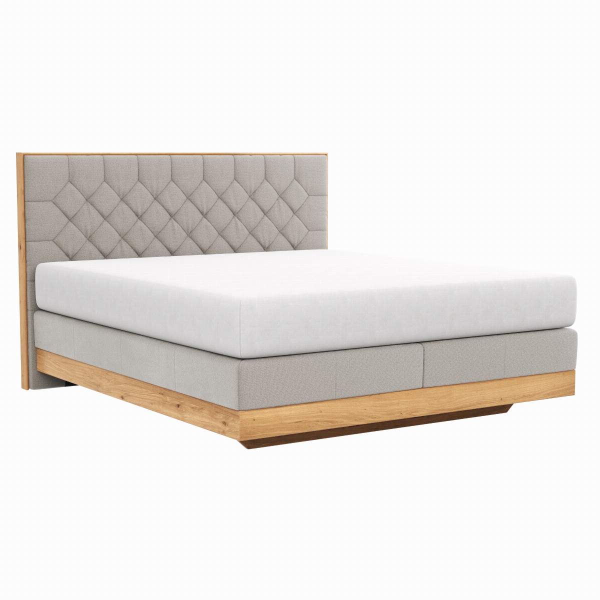 Boxspringbett Alpin Luxe - Liegefläche ca. 180x200 cm, Stoff, Graubeige