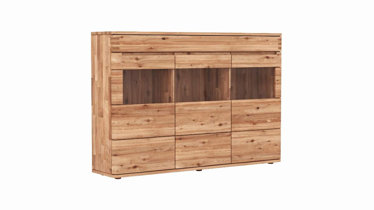 Highboard Cartago Soft - Astbuche massiv, natur geölt