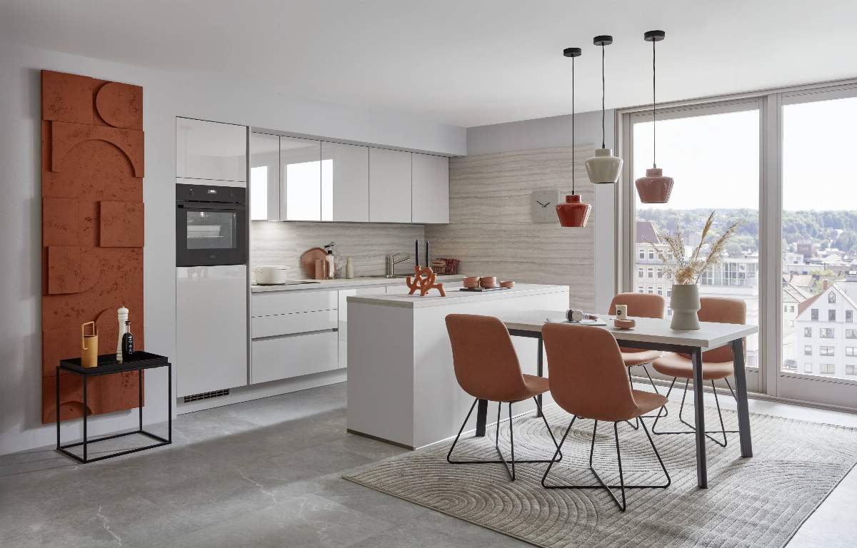 Inselküche EM Flash 3 325, Seidengrau hochglanz