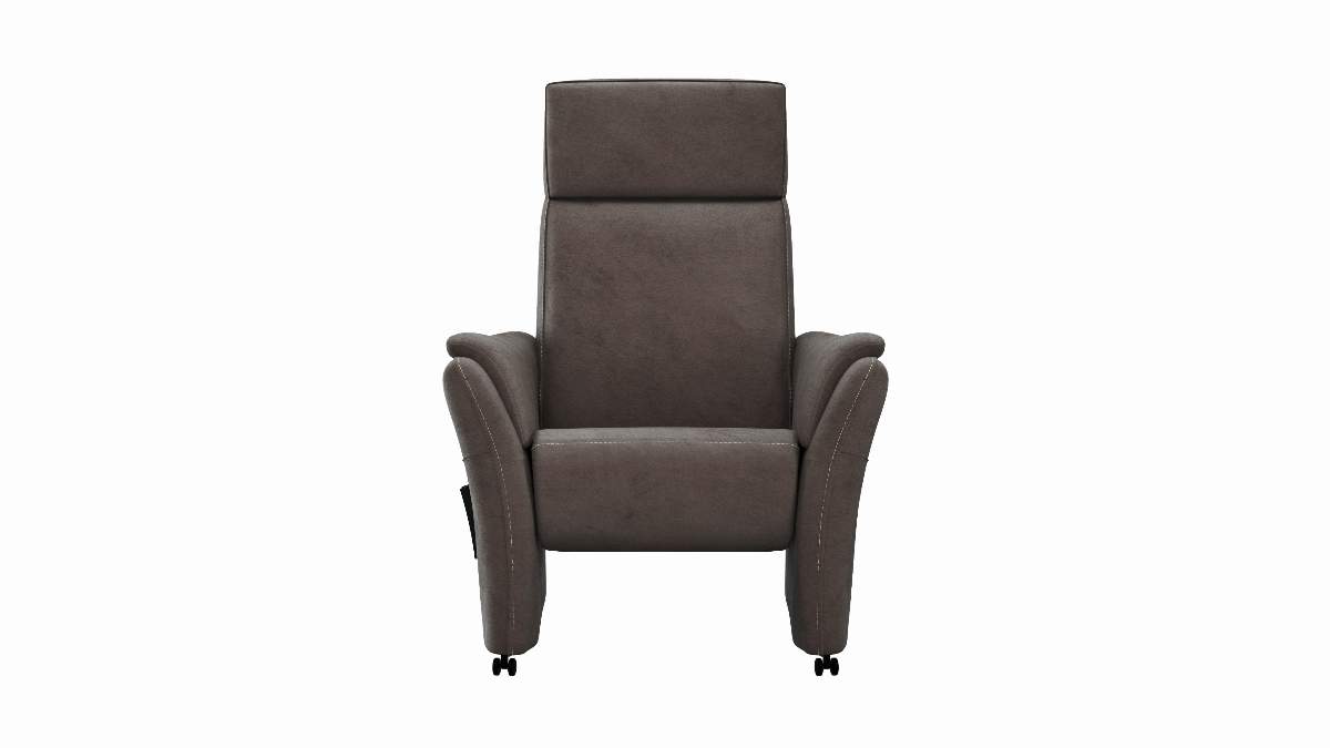 Relaxsessel Arima - Relaxfunktion (motorisch), Kopfteil verstellbar, Stoff, Dunkelbraun