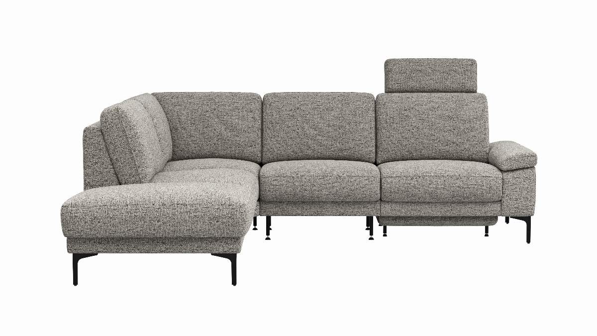 Ecksofa Matero - Ecke mit 2-Sitzer rechts inkl. Relaxfunktion motorisch und Sitzvorzug, Stoff, Graubeige