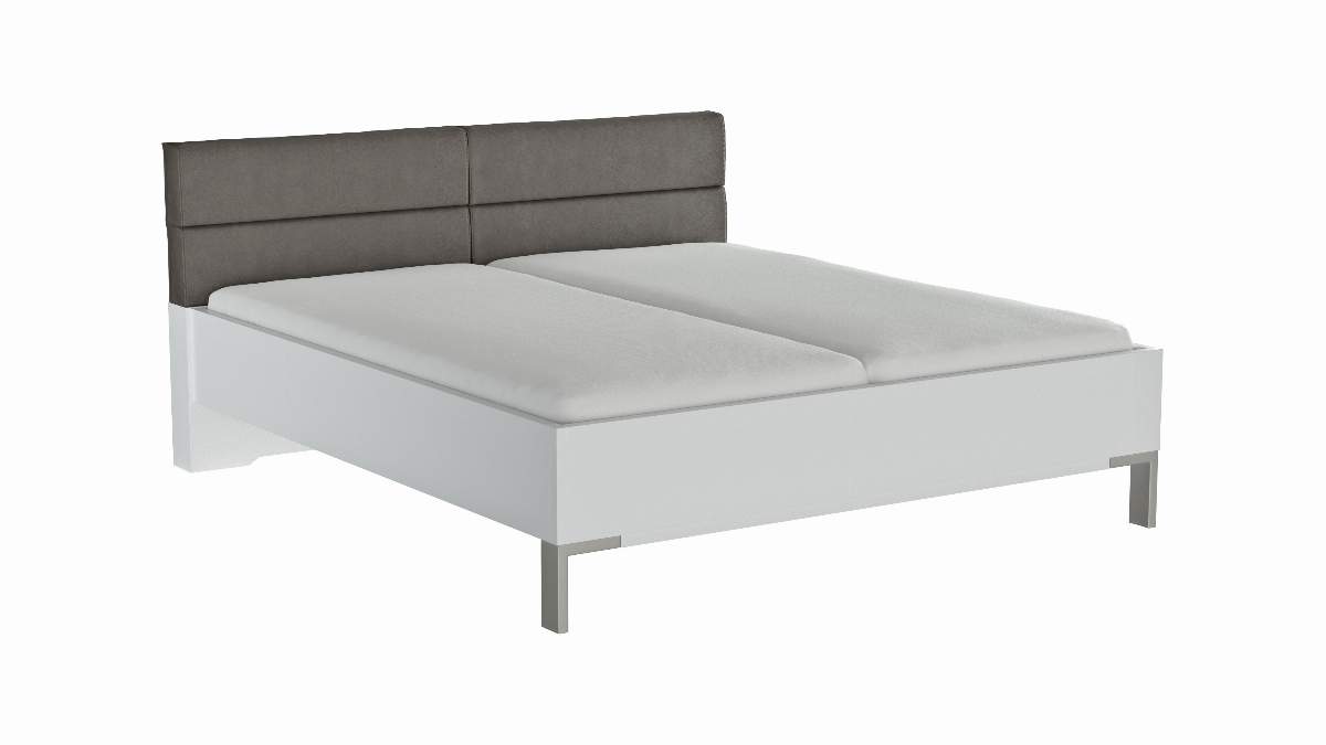 Bett Viana - Liegefläche ca. 180x200 cm, Holzwerkstoff Weiß, Kunstleder Anthrazit