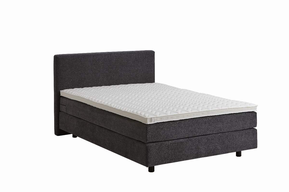 Boxspringbett Valencia - Liegefläche ca. 140x200 cm, Stoff, Anthrazit