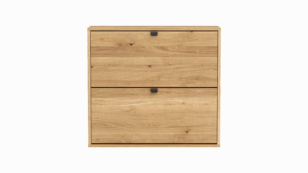 Schuhschrank Williston - Korpus Wildeiche massiv / Front sandgestrahlt