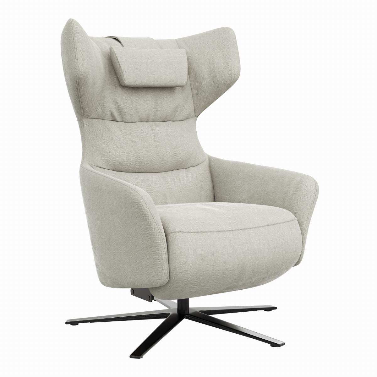 Drehsessel Houston Relax - Größe M, inkl. Relaxfunktion (motorisch), Aufstehhilfe und Kopfstütze, Stoff, Natur