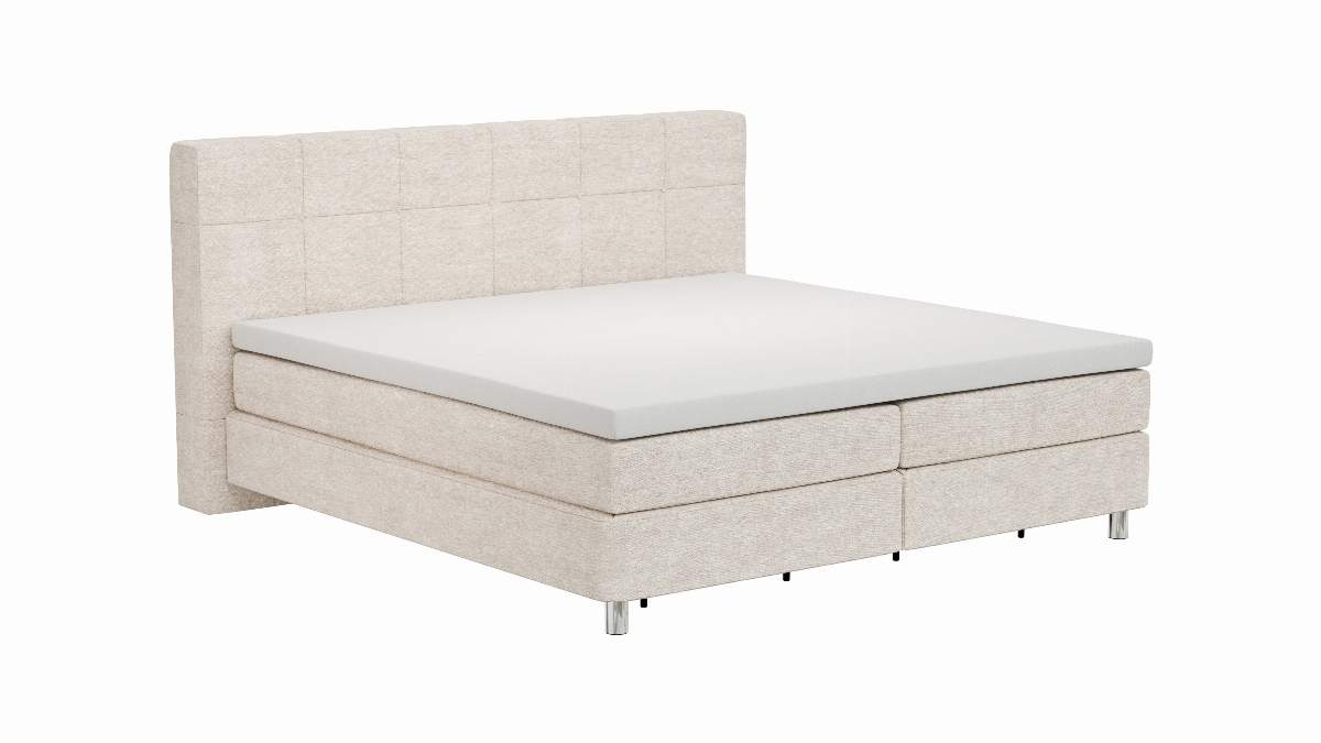 Boxspringbett Alpin - Liegefläche 200x200cm, Stoff, Graubeige