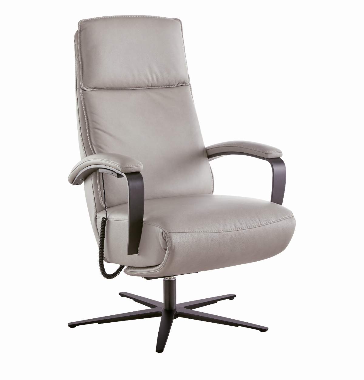 Relaxsessel Avela Relax - Größe L, Kopf-/ Fußteil und Rückenlehne verstellbar, Leder, Steingrau