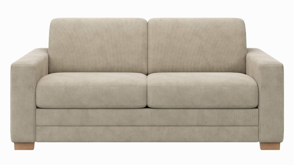 Sofa Lakeville - 2-Sitzer inkl. Schlaffunktion, Gestell Schwarz, Stoff, Beige