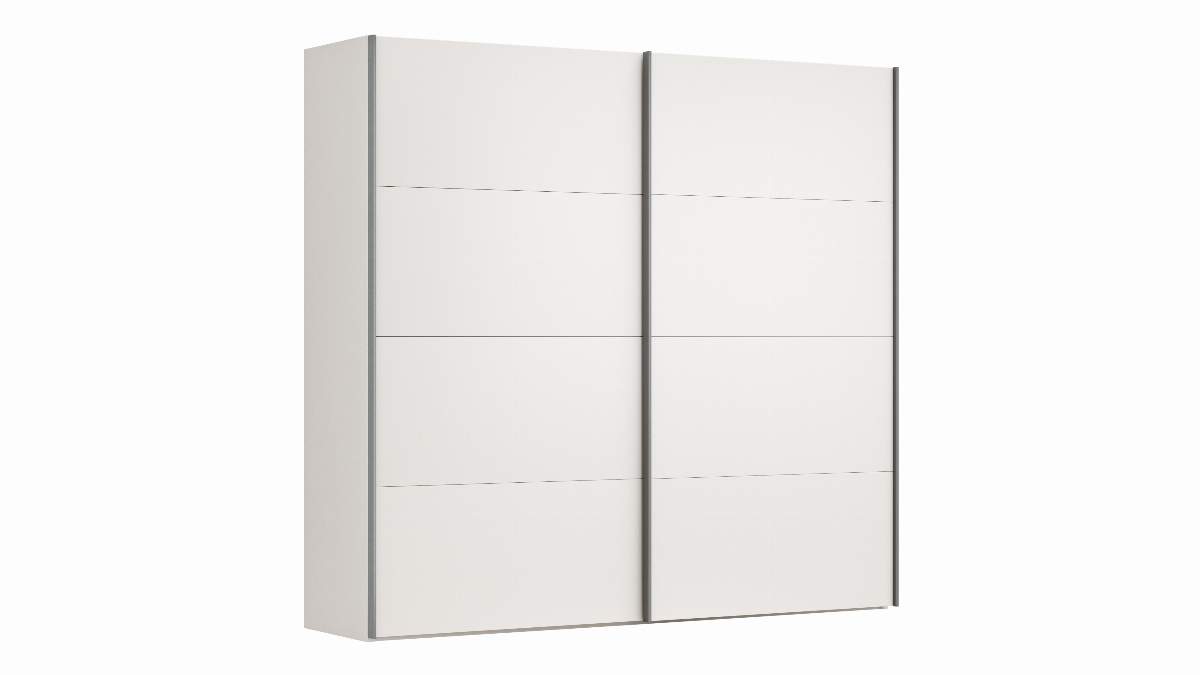 Schwebetürenschrank Viana - B ca. 241 cm, Lack, Weiß