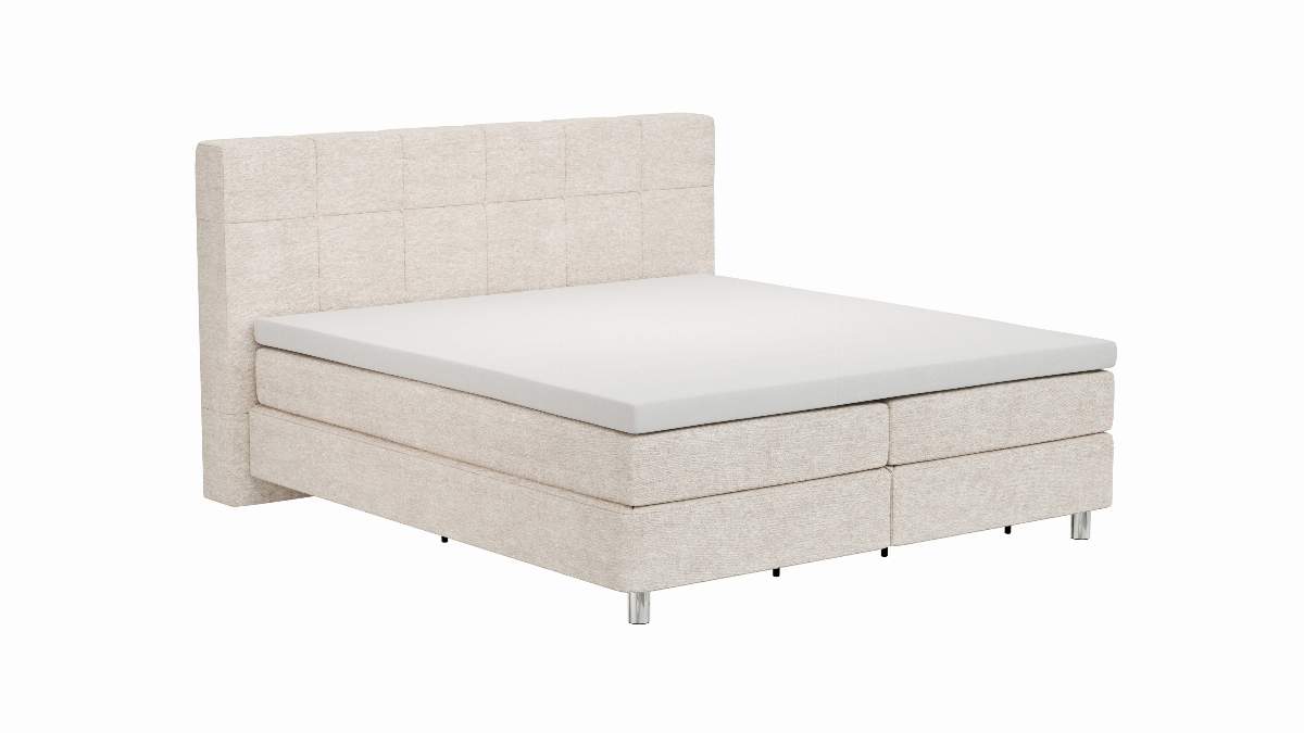 Boxspringbett Alpin - Liegefläche ca. 180x200 cm, Stoff, Graubeige