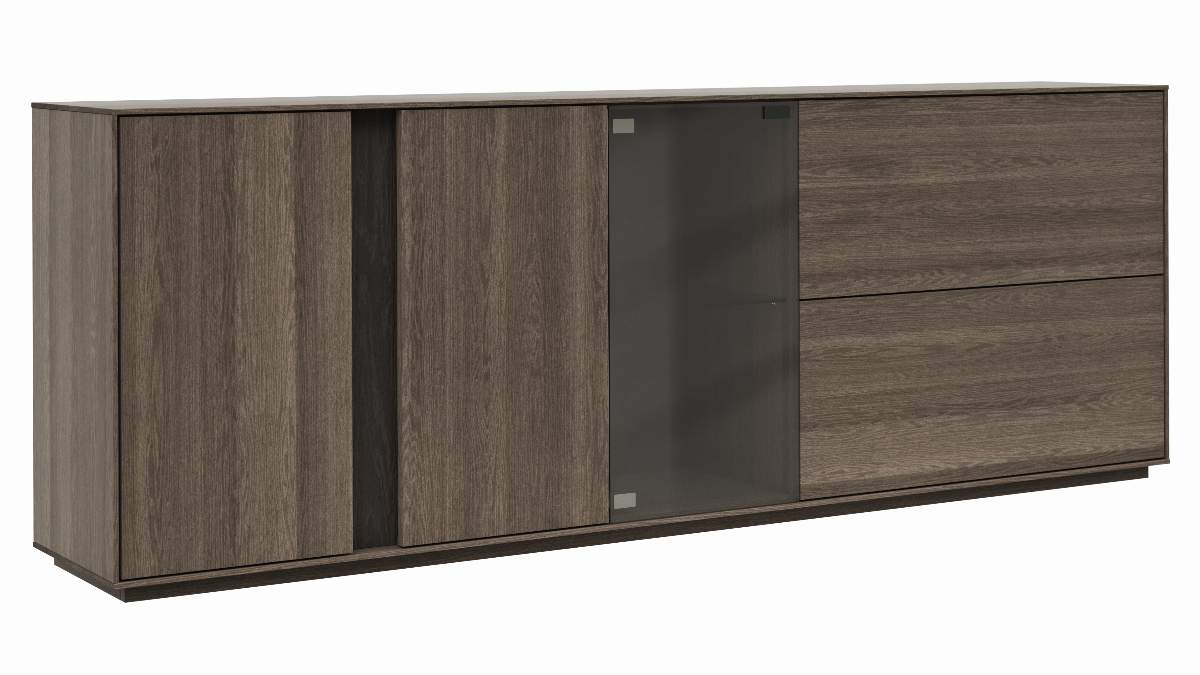 Sideboard Saratoga - Buche massiv, silbergrau geölt