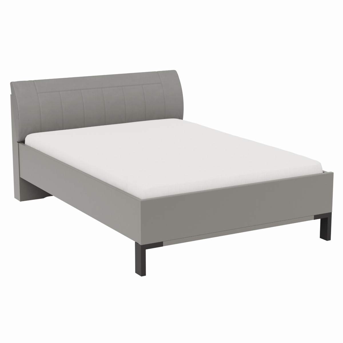 Bett Marbella - Liegefläche ca. 140x200cm, Lack, Kunstleder, Grau