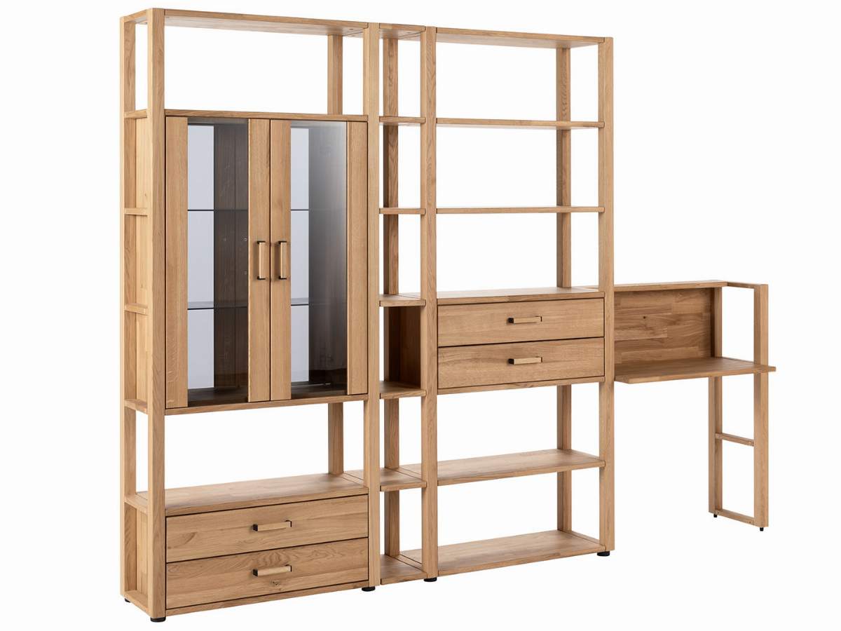 Wohnwand Elara - Eiche massiv, legno geölt