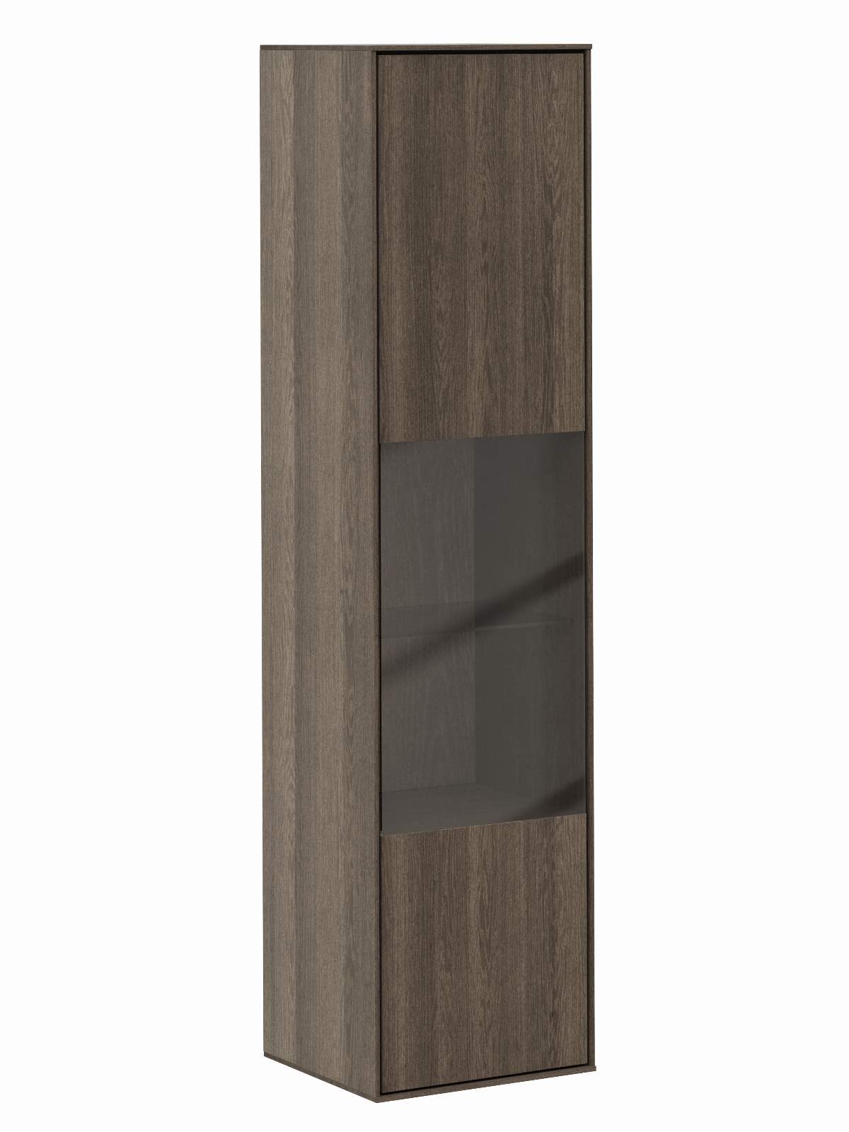 Hängevitrine Saratoga - Anschlag Rechts, Buche massiv, silbergrau geölt