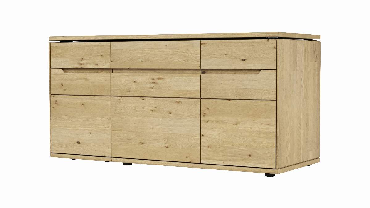 Sideboard Amora - schwenkbar, Wildeiche massiv bianco