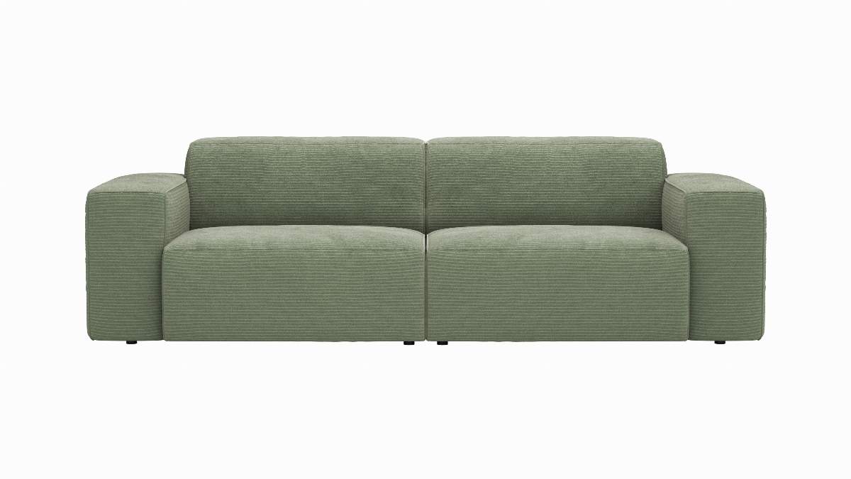 Sofa Elementos - 3-Sitzer XL, Stoff, Olivgrün