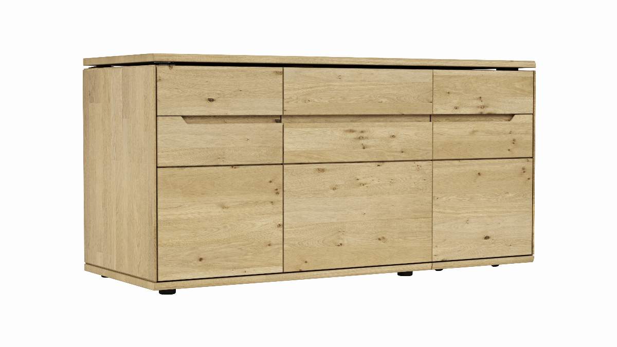 Sideboard Amora - schwenkbar, Wildeiche massiv bianco